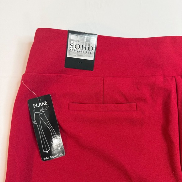 NWT Soho Ltd Red Flare Leg Dress Pants Business XL Pull On Office Stretch Slacks - Picture 6 of 13